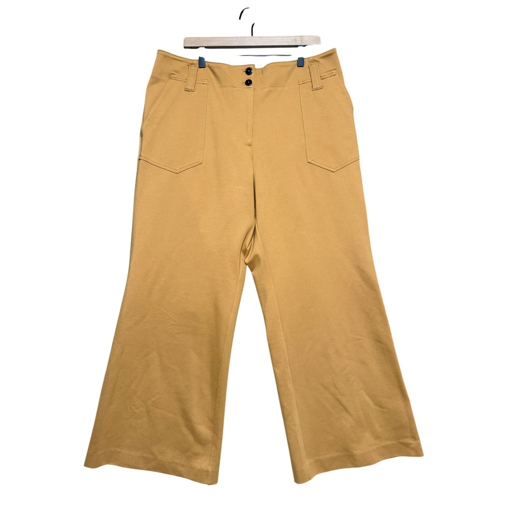 Maeve Anthropologie Wide Leg Pants Women 18W Mustard Tan Boho Workwear Neutral